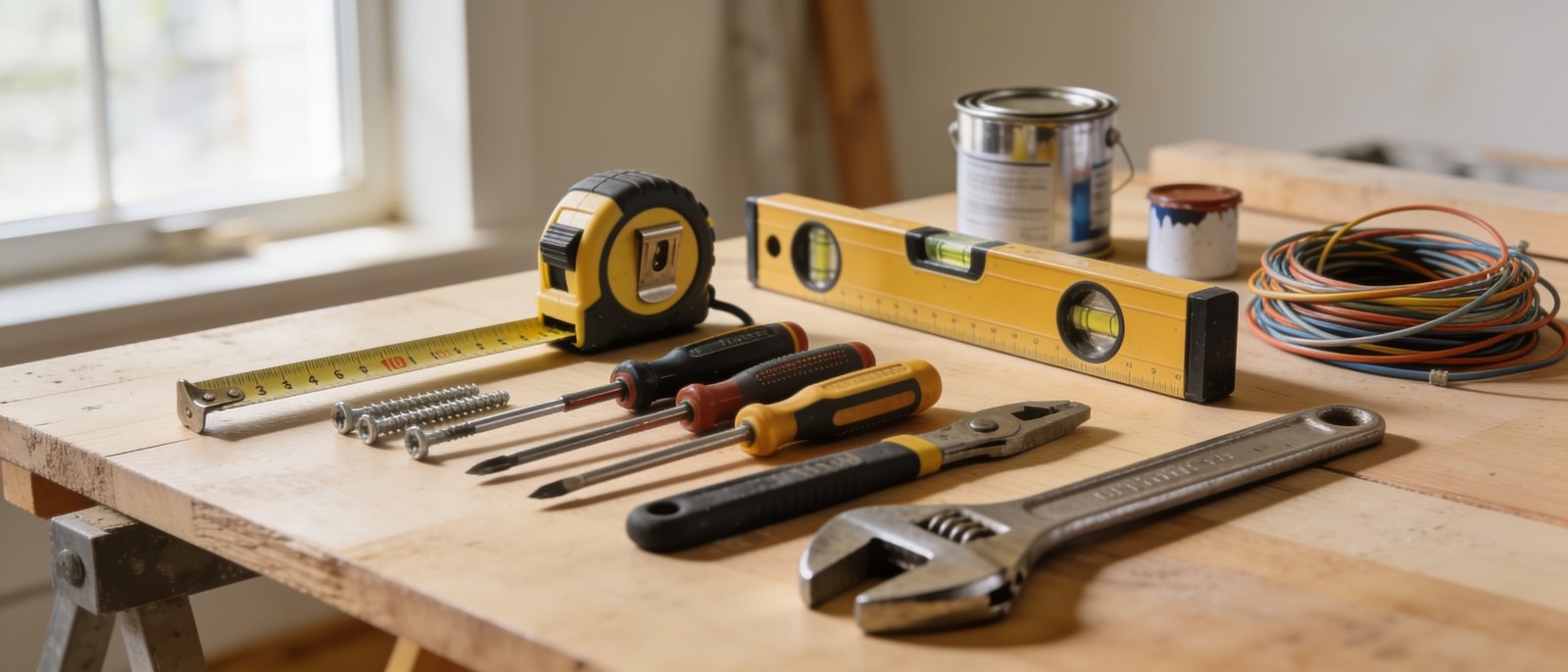 Organized handyman tools and materials