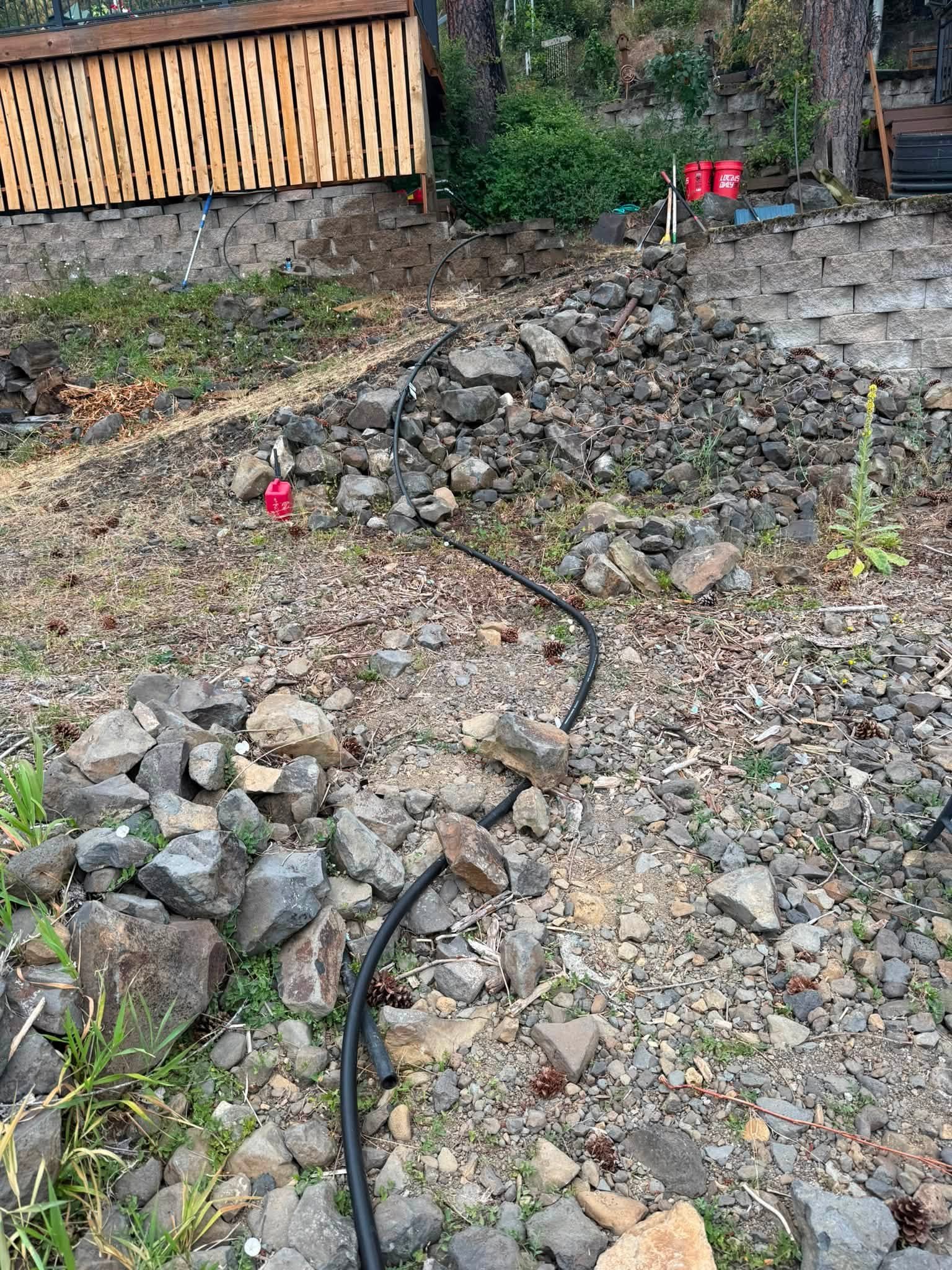 Exterior drainage area before work